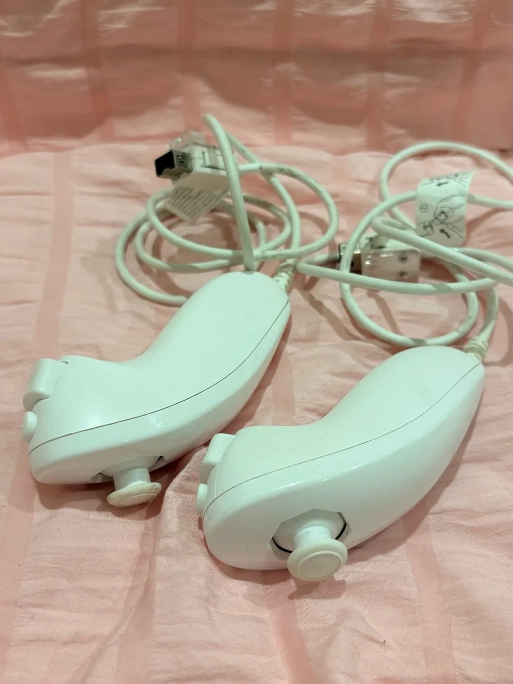 White Wired Controller Pair - White Analog Joysticks